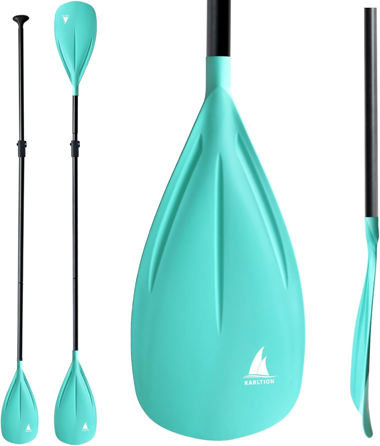 Karltion SUP Paddle - 3-Piece Adjustable Aluminium SUP Paddle with Glass Fiber Blade for Surfing, Floating, Water Sports