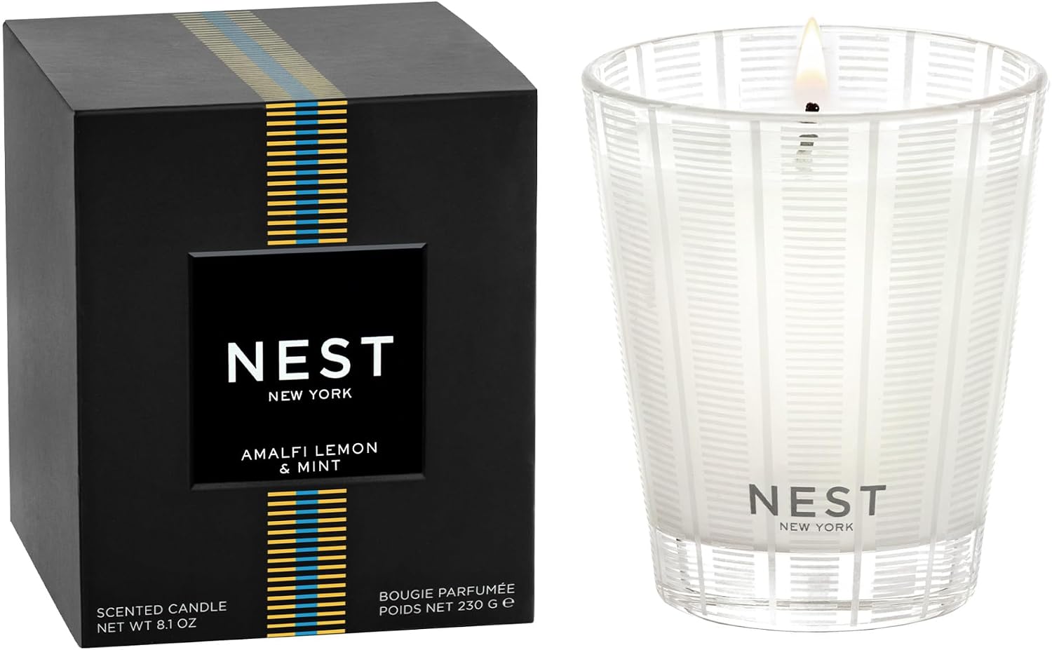 NEST New York Scented Classic Candle, Grapefruit - 8.1 oz - Up to 60-Hour Burn Time - Reusable Glass Vessel