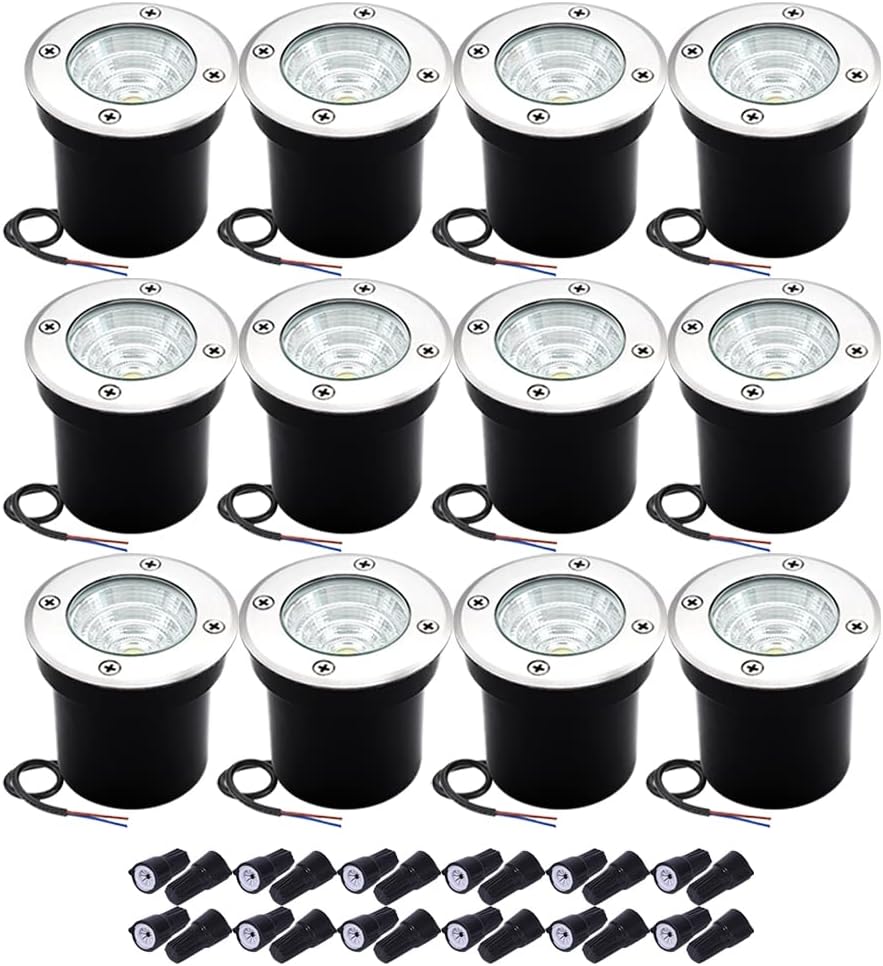 Well Lights Landscape Lighting, Low Voltage Outdoor In Ground Landscape Lights, 5W 12V-24V Waterproof Warm White 3000K Deck Light for Garden, Pathway