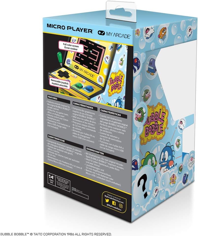 My Arcade Micro Player Mini Arcade Machine: Galaga Video Game, Fully Playable, 6.75 Inch Collectible, Color Display, Speaker, Volume Buttons, Headphone Jack - Electronic Games
