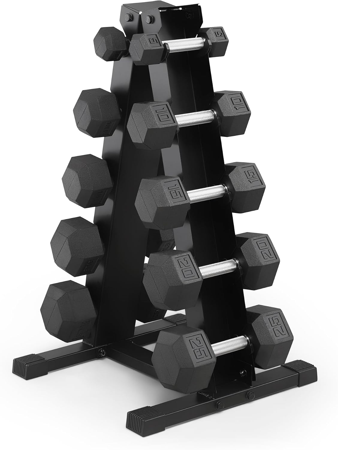 Marcy Classic Rubber Hex Dumbbell with Knurled Grip for Strength Training and Bodybuilding, 5lb - 50lb Single Dumbbell for Exercise & Fitness, Sold Individually