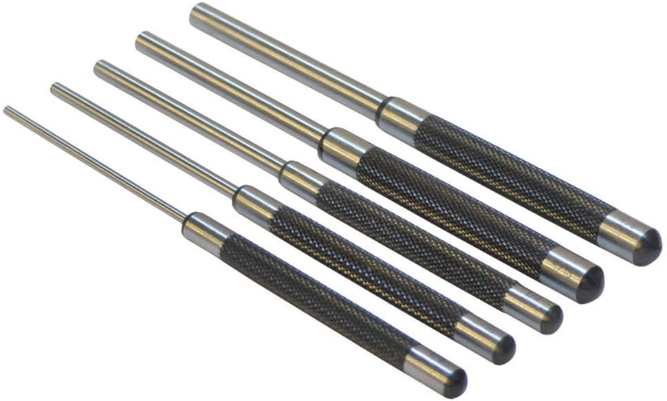 5 Pc Steel 8'' long Drive Pin Punch Set Knurled body Punches Tool Set