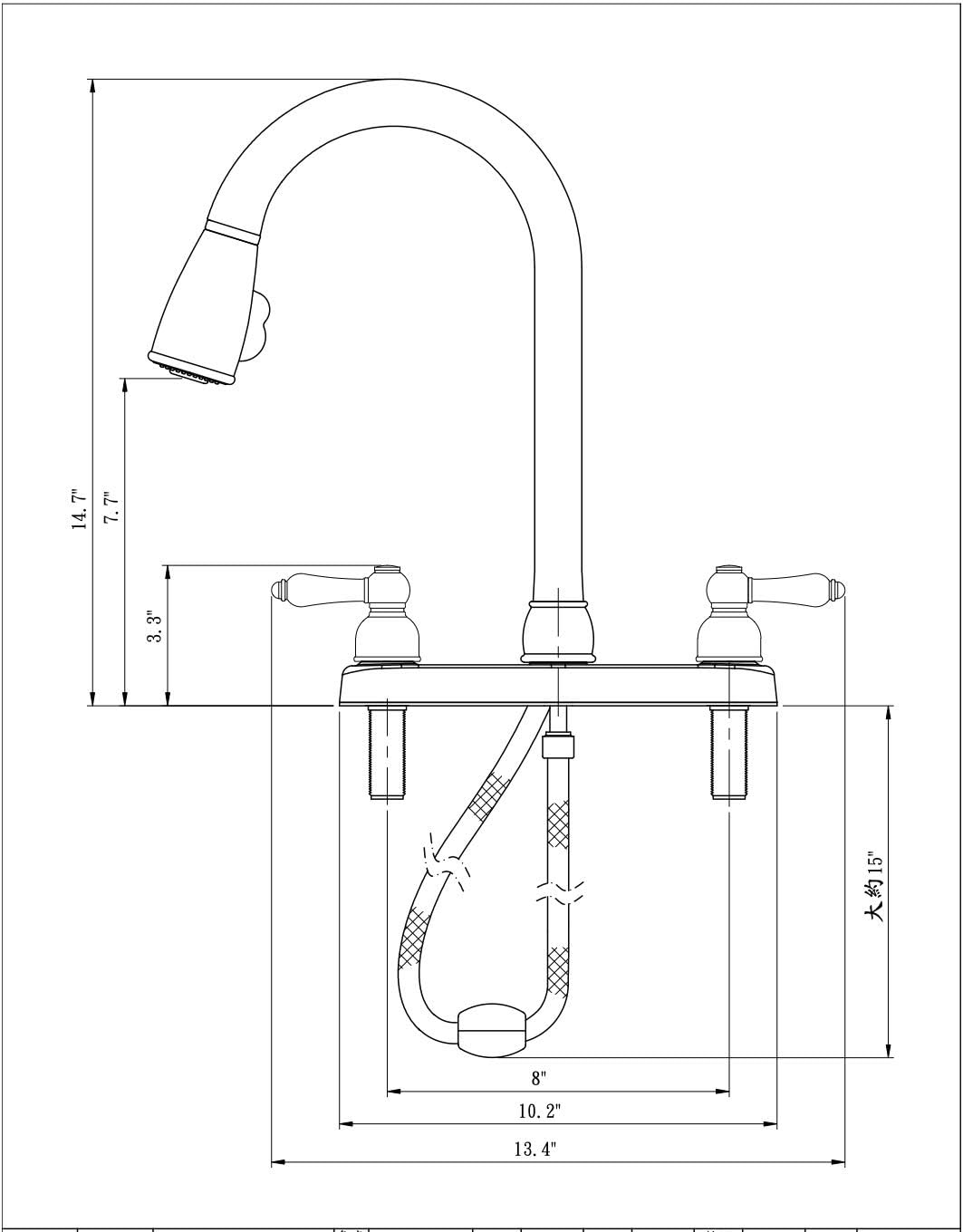 Dura Faucet DF-PK350L-SN RV Pull-Down Kitchen Sink Faucet (Satin Nickel) | Stream-to-spray sprayer with a corrosion-resistant non-metallic build. Brushed Satin Nickel. Plated ABS plastic (not metal).