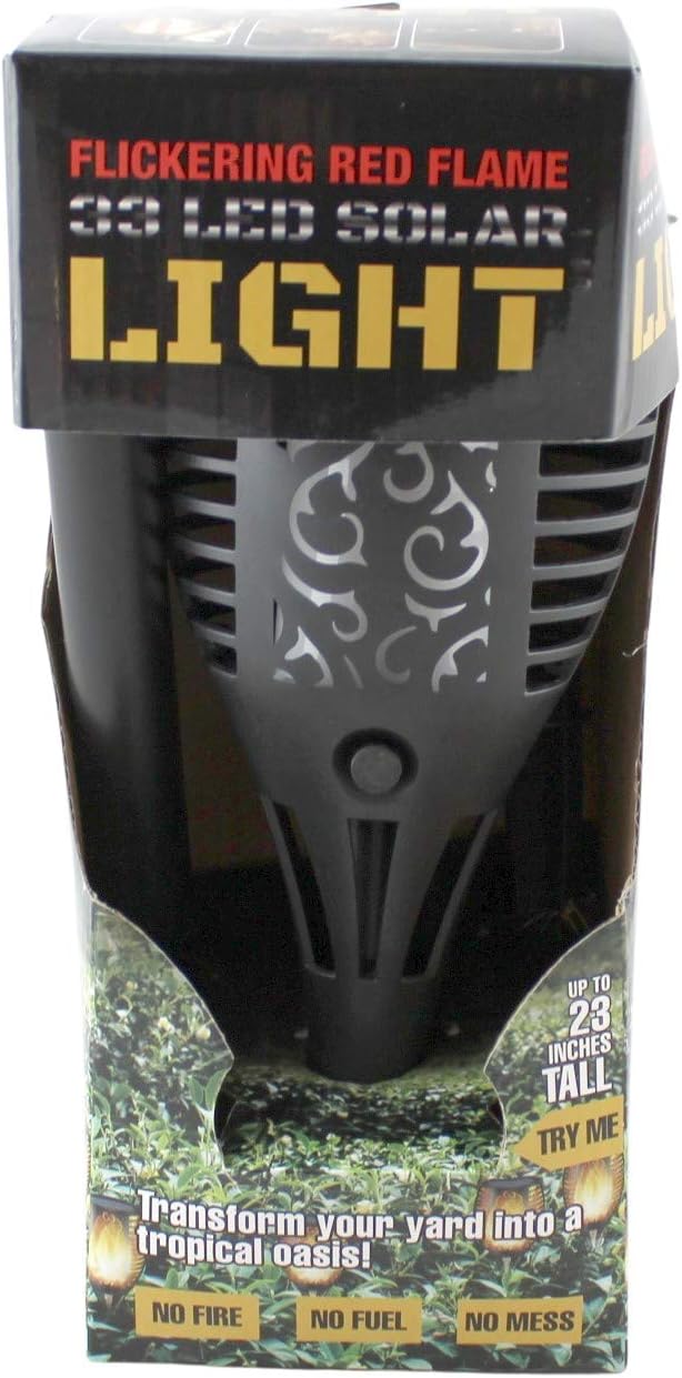 Dependable Industries inc. Essentials Solar LED Flickering Torch Light - Waterproof Garden Path Lamp, 22.75" Automatic On/Off, Long-Lasting
