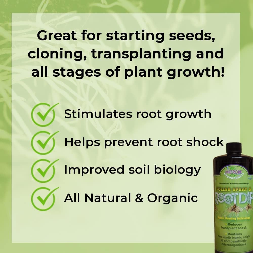Microbe Life Hydroponics Premium Foliar Spray & Root Dip for Fruits & Vegetables, Use with Any Feeding Systems Including Hydroponics or Soil