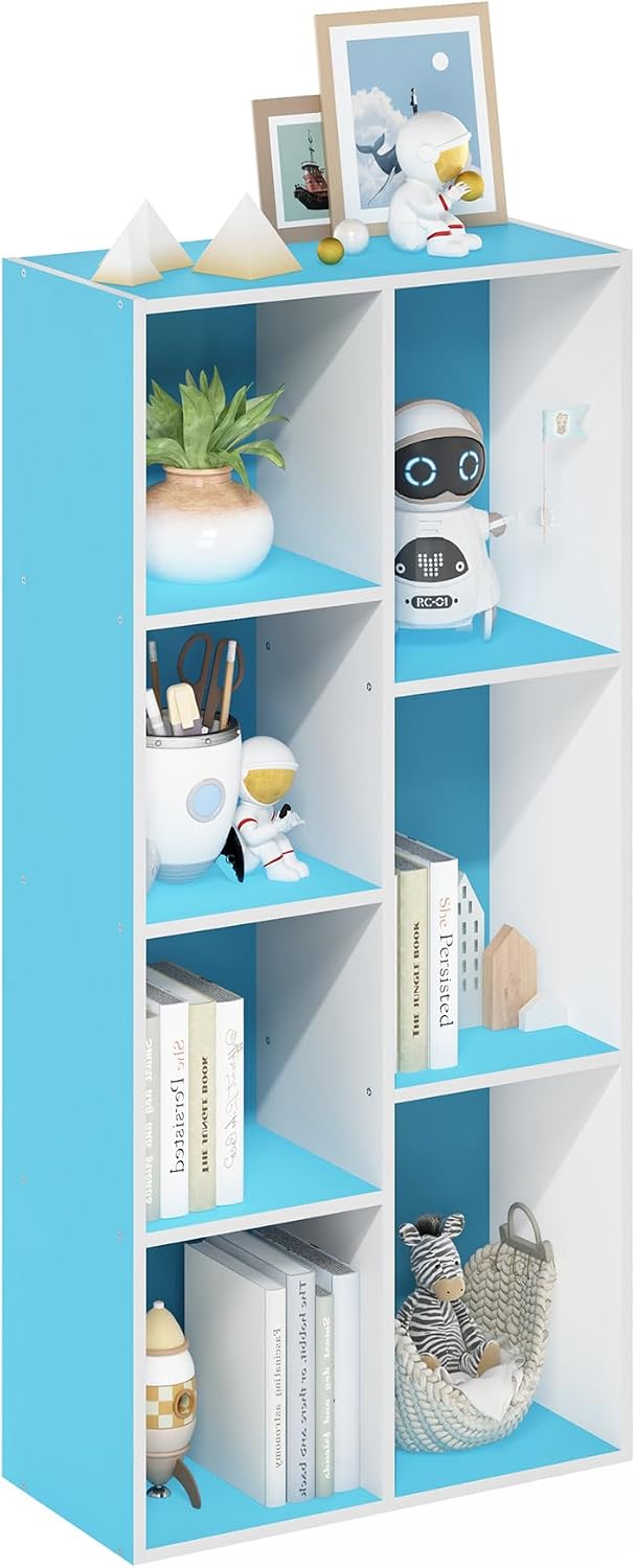 Furinno LUDER Book Shelf, 5-Cube Bookshelf, Reversible Bookcase, 9.4 x 19.5 x 31.5, Easy Assembly, for Living Room, Bedroom, Home Office, White