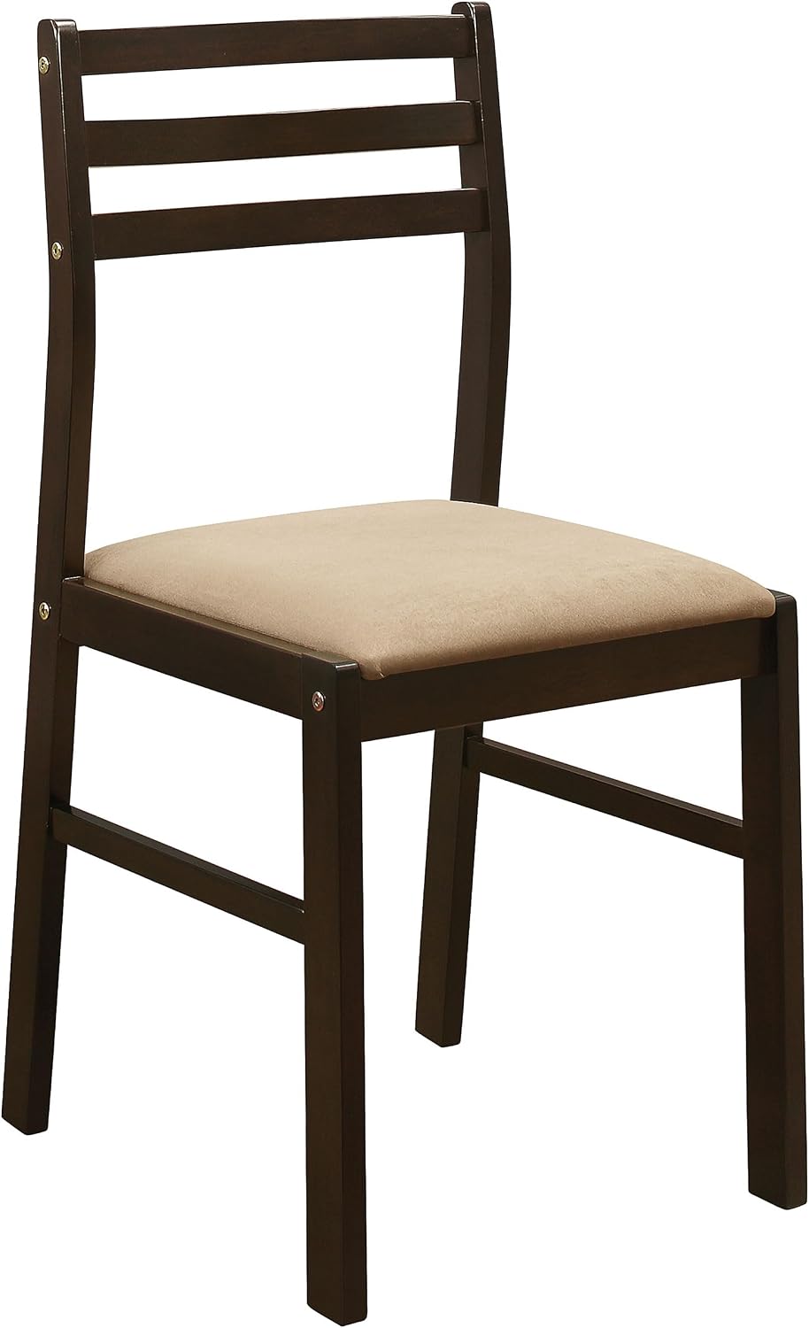 Coaster Home Furnishings 3-Piece Round Wood Dining Room Set Drop Leaf Extension Table Ladder Back Side Chairs Upholstered Seat Cushions Cappuccino