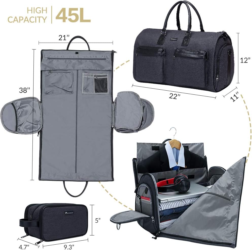 Garment Bags for Travel, 45L Carry on Convertible Garment Duffle bag