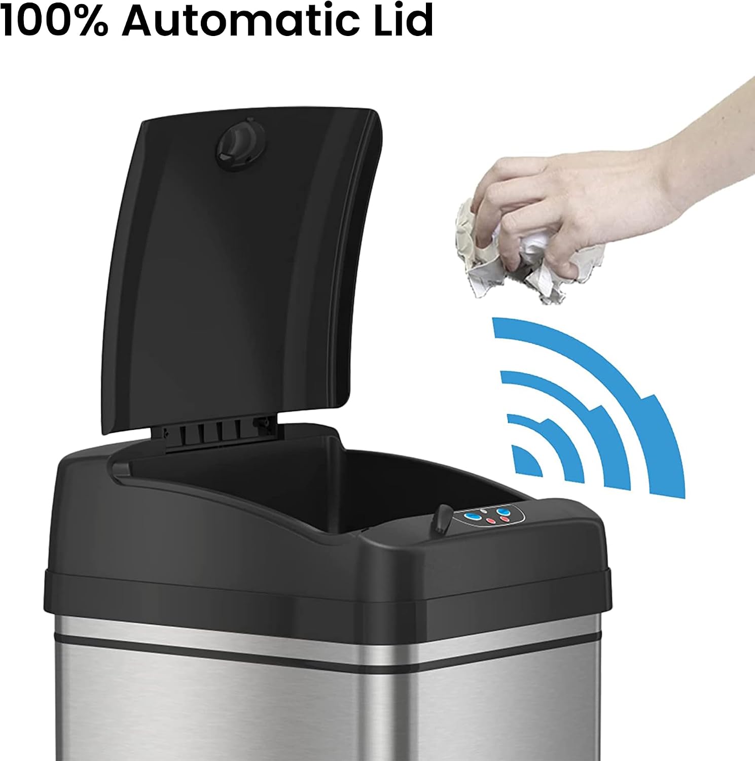iTouchless 13 Gallon and 2.5 Gallon Automatic Touchless Sensor Kitchen Cans with Odor Control System, Stainless Steel, Includes 10 Premium Bags