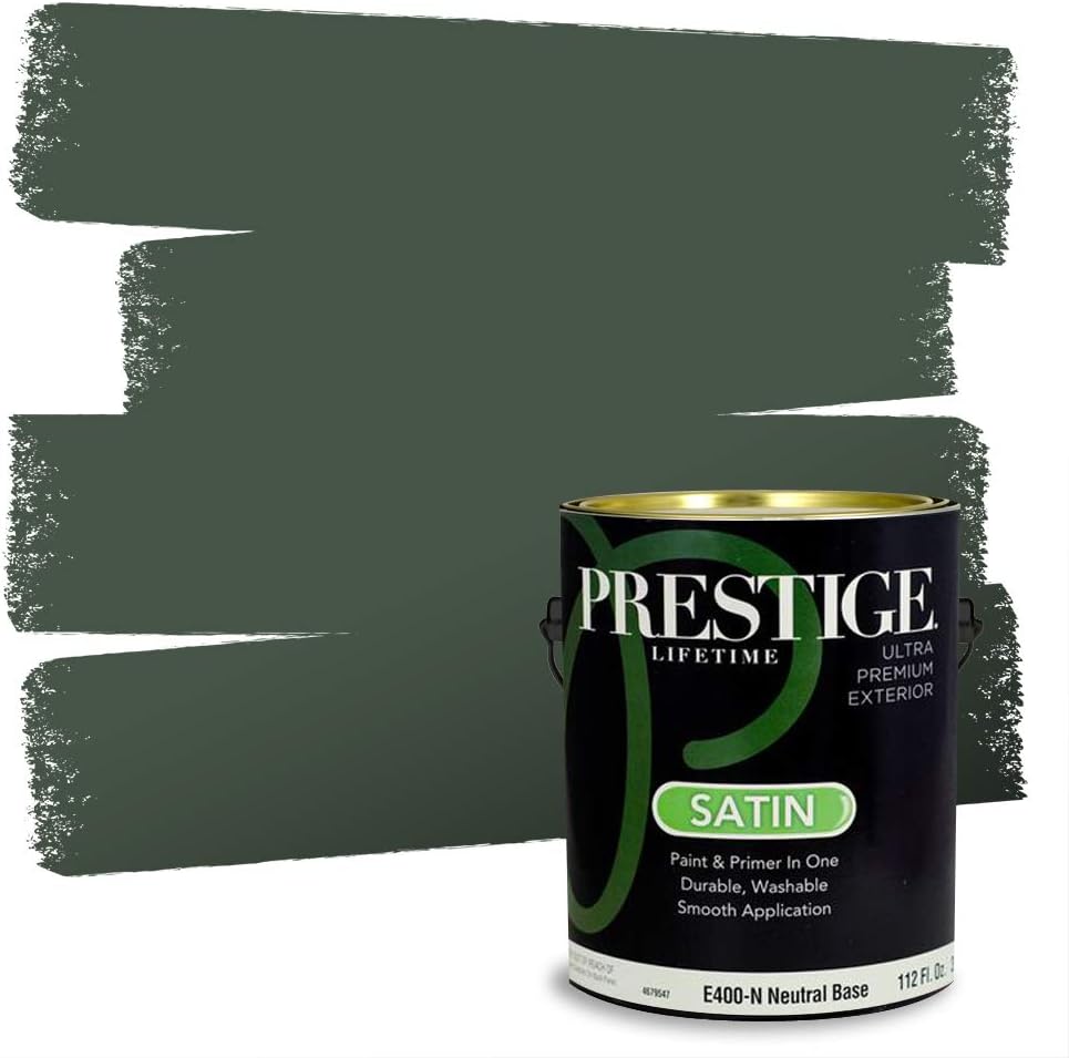 PRESTIGE Paints Exterior Paint and Primer In One, 1-Gallon, Flat, Comparable Match of Sherwin Williams* Coastal Plain*