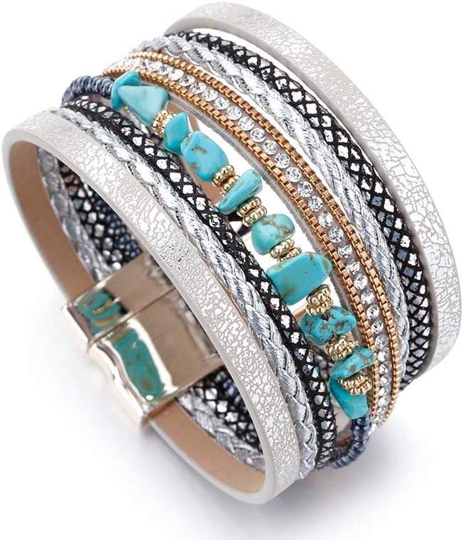 Fesciory Leather Wrap Bracelets for Women, Boho Western Layered Jewelry