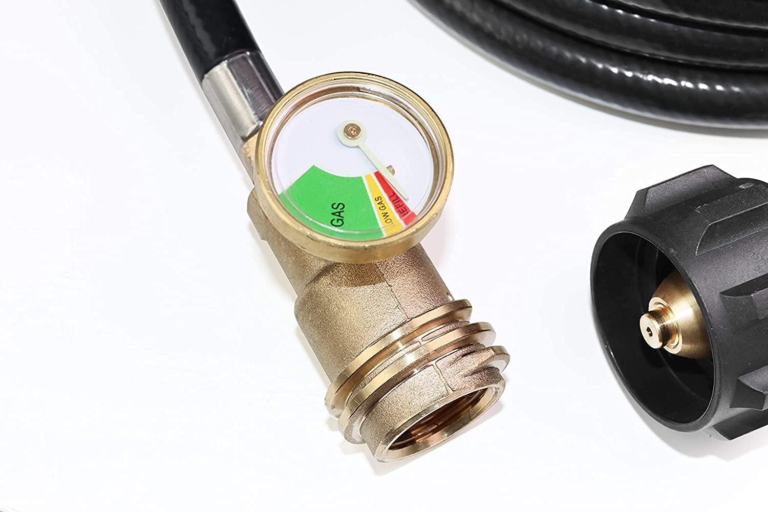 12 Feet Propane Hose Extension with Gauge and POL to QCC1 Adapter for Grill