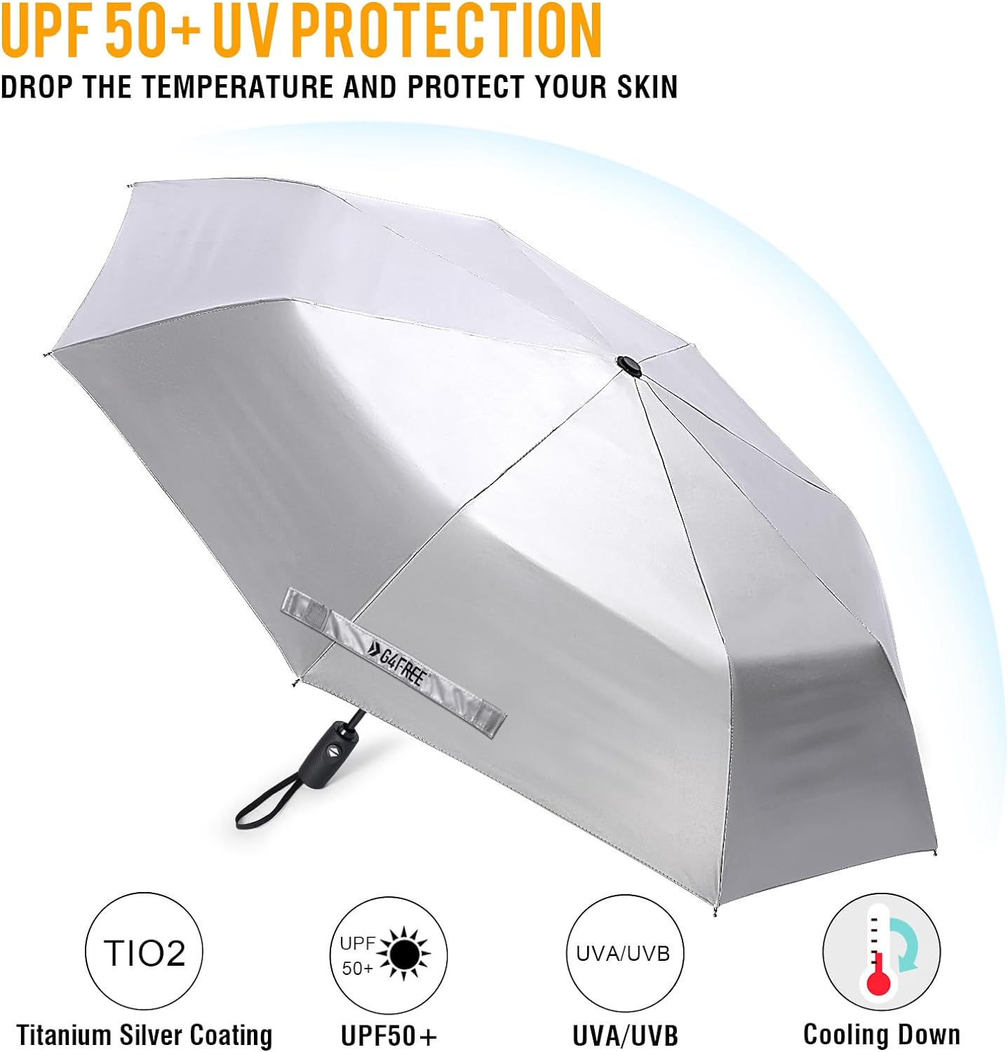 G4Free UPF 50+ UV Protection Travel Umbrella 42/46 Inch Auto Open Close