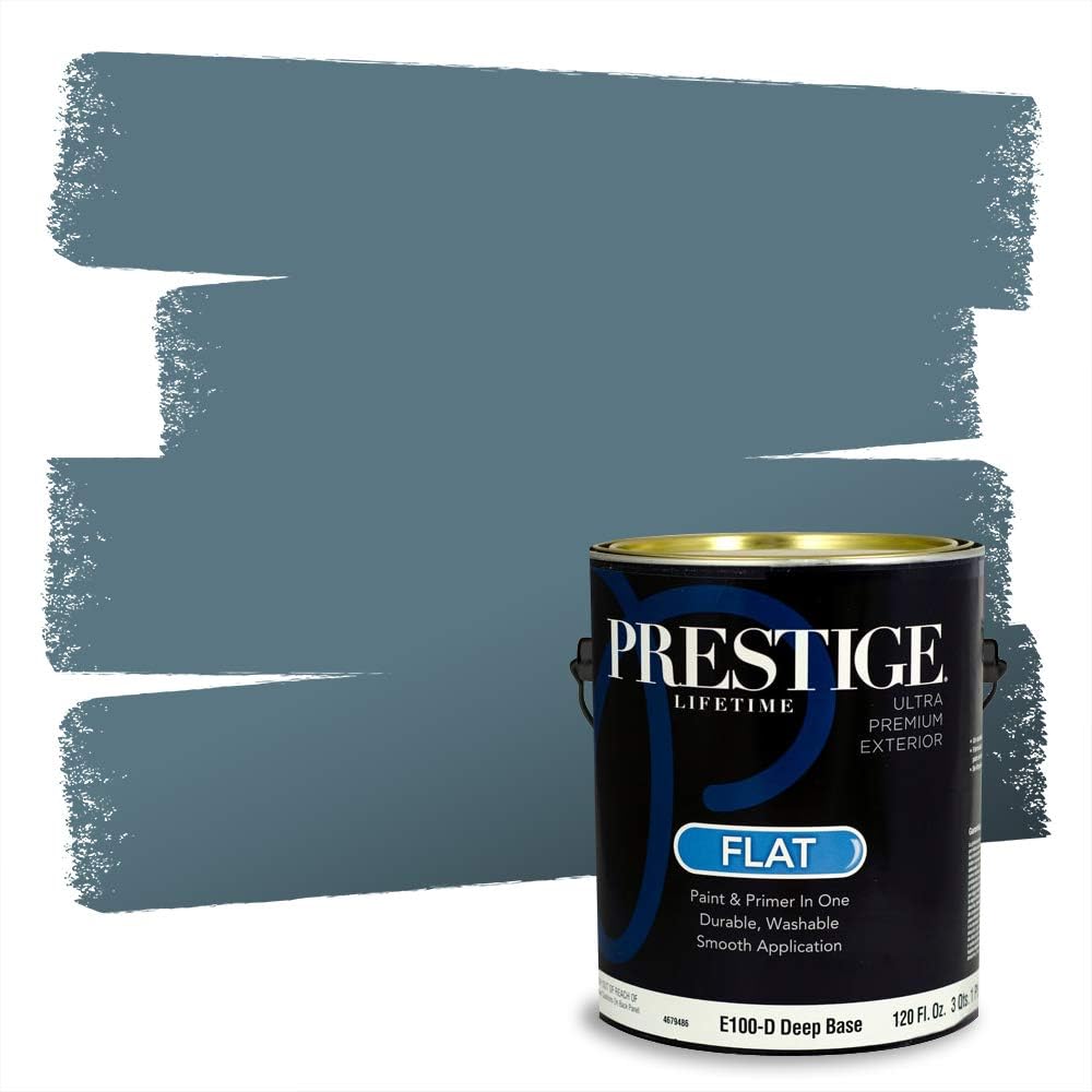 PRESTIGE Paints Exterior Paint and Primer In One, 1-Gallon, Semi-Gloss, Comparable Match of Behr* Intercoastal Gray*