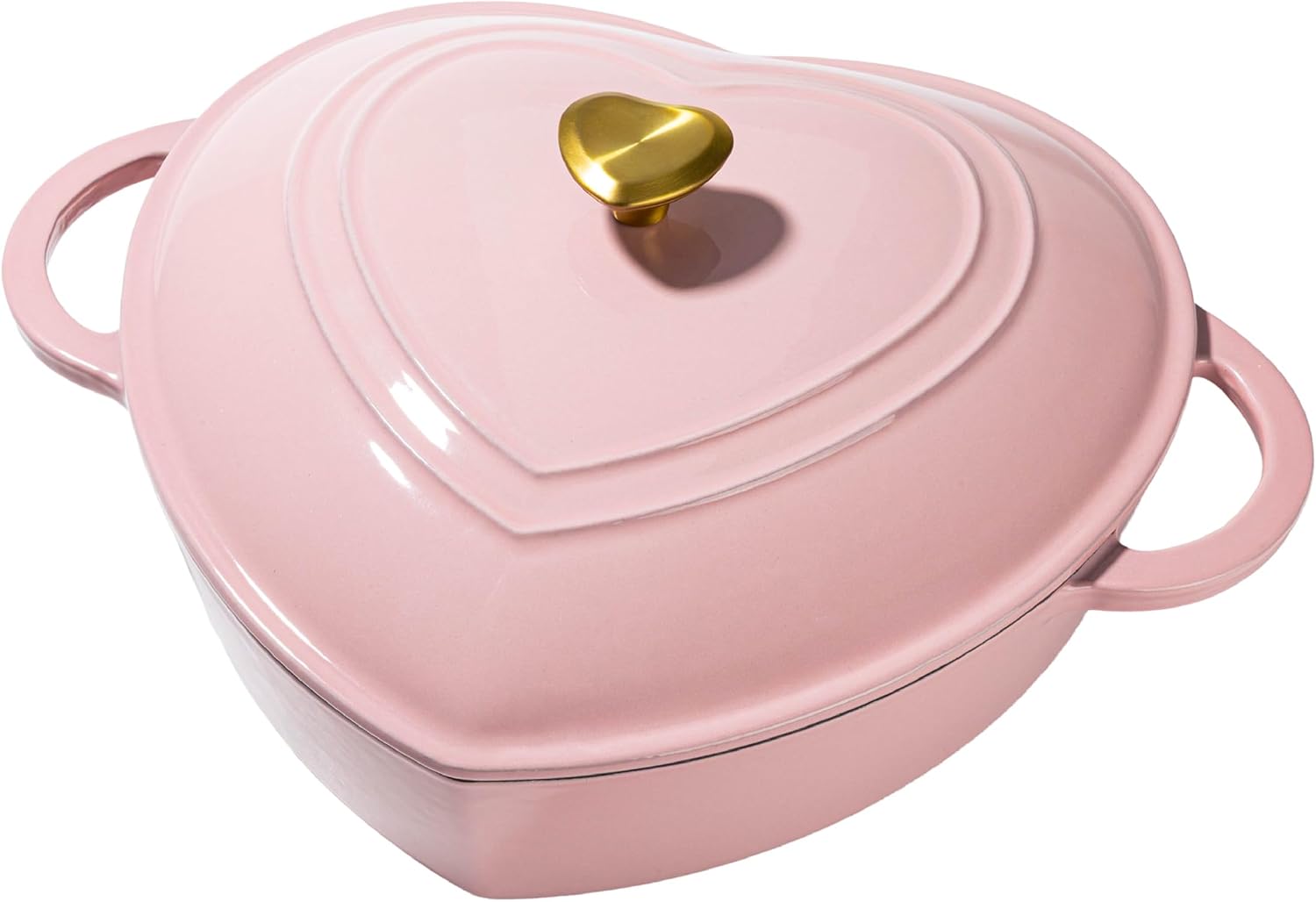 Paris Hilton Enameled Cast Iron Dutch Oven Pot with Lid, Heart-Shaped Dutch Oven, Durable Cast Iron Pot with Dual Handles, Oven Safe to 500°F, Works on All Stovetops, 2-Quart, Cream