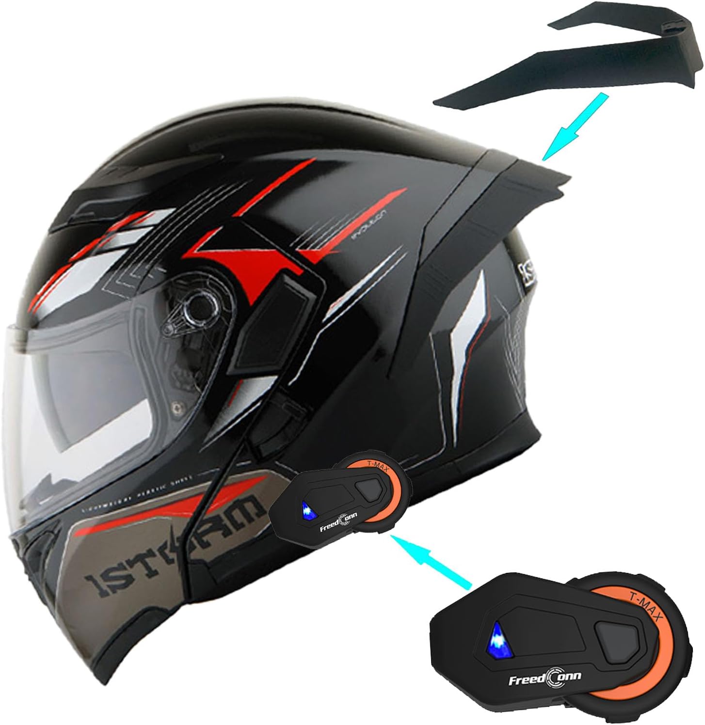 1Storm Motorcycle Modular Full Face Helmet Flip up Dual Visor Sun Shield: HB89