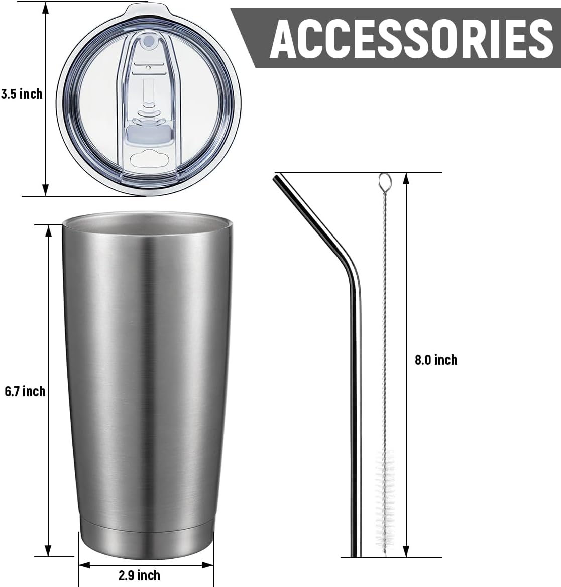 COMOOO 20oz Double Wall Vacuum Insulated Travel Mug