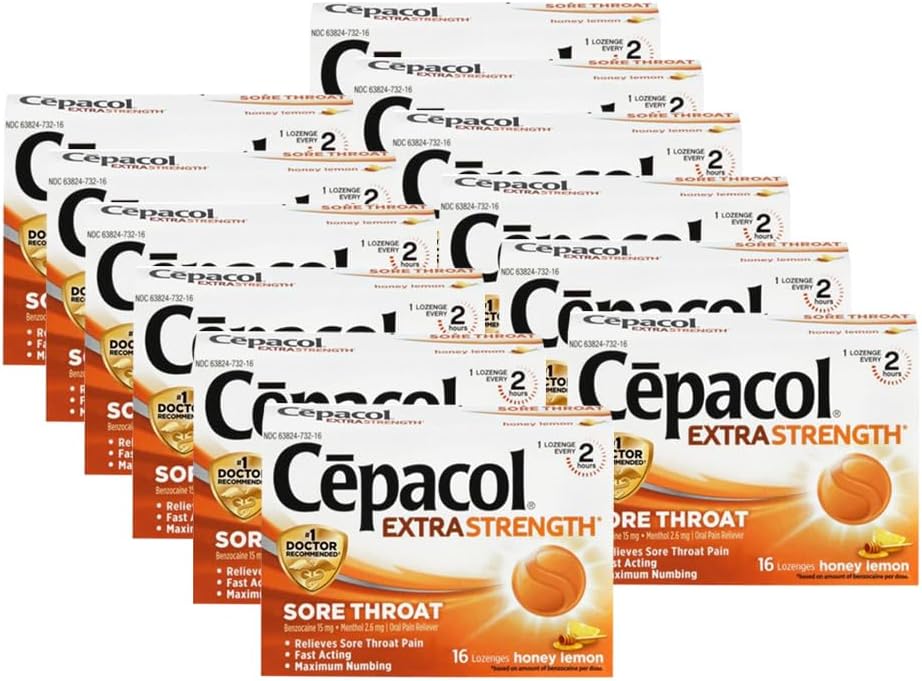 Cepacol Extra Strength Sore Throat & Cough Relief Lozenges, 16 Count, Mixed Berry Flavor, Maximum Numbing, Fast Acting Relieves Sore Throat Pain, and Quiets Cough (Pack of 4)
