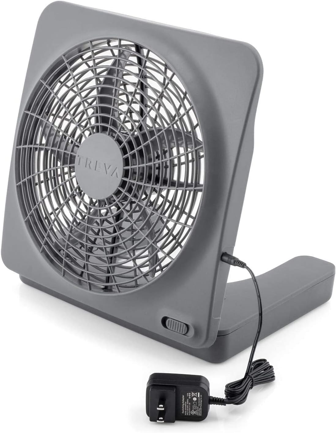 Treva 10 in Portable Desktop Battery Fan 2-Speed with AC Adapter Graphite | Yes