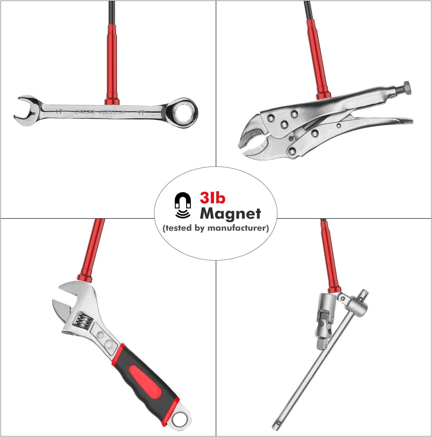 Housolution Grabber Tool Magnetic, Bendable Reacher with LED Lights, Blue