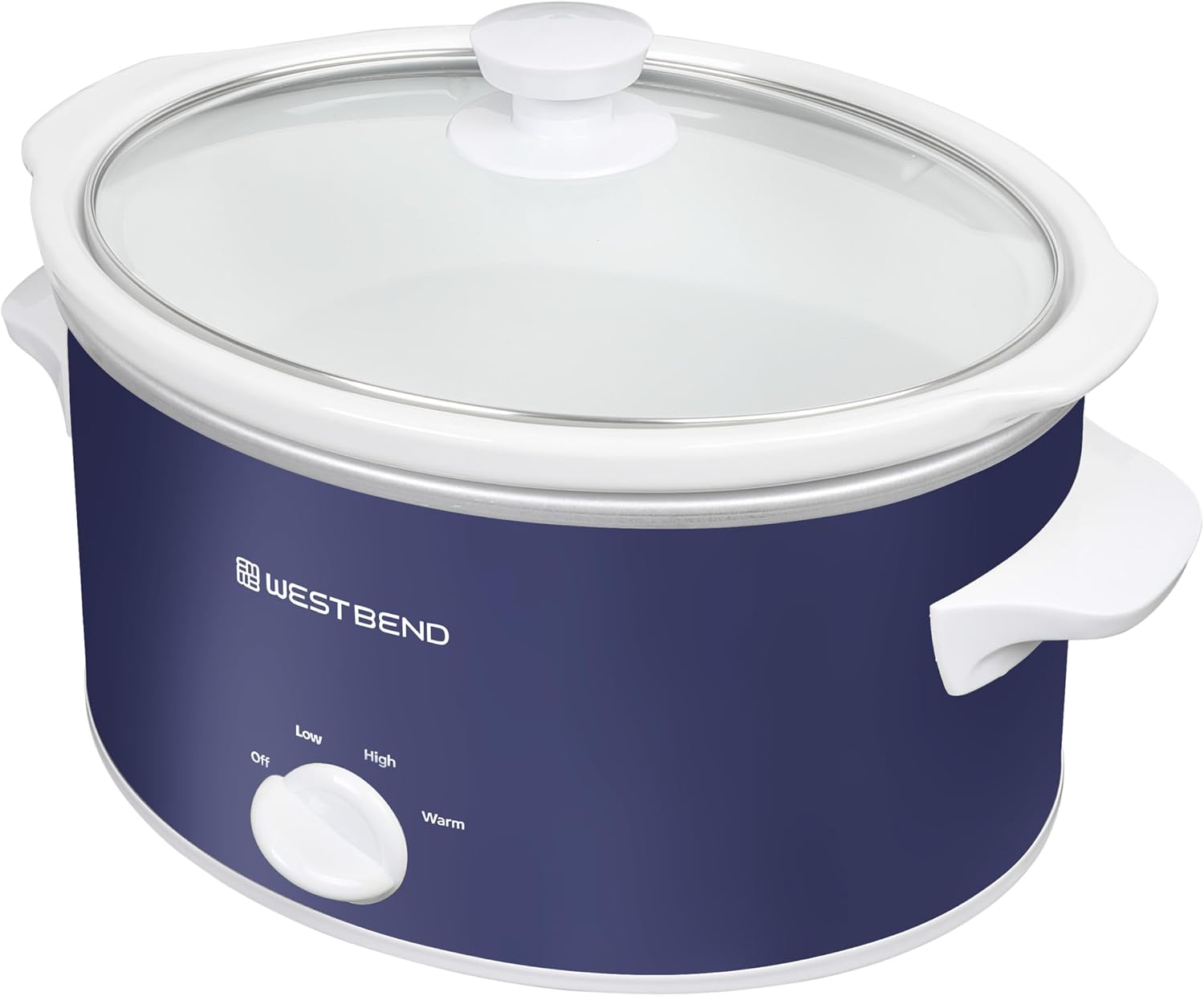 West Bend Slow Cooker 4-Quart Manual Crockery Style with Dishwasher Safe Oval Ceramic Crockpot and Glass Lid Two Temperature Settings Plus Keep Warm, 210-Watts, Black