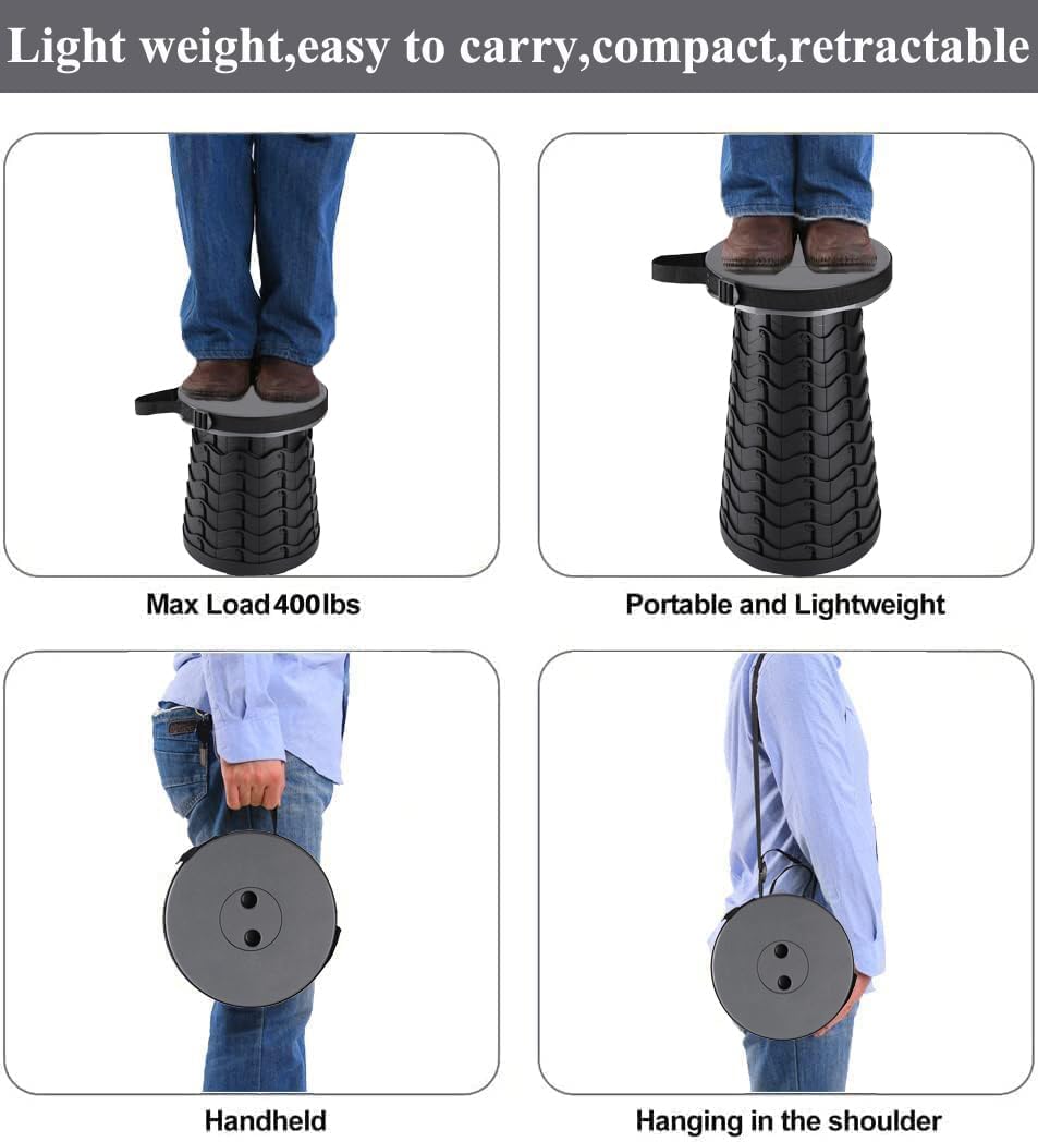 Fishboy Collapsible Stool for Adults, Portable Folding Camping Seat, 400lbs
