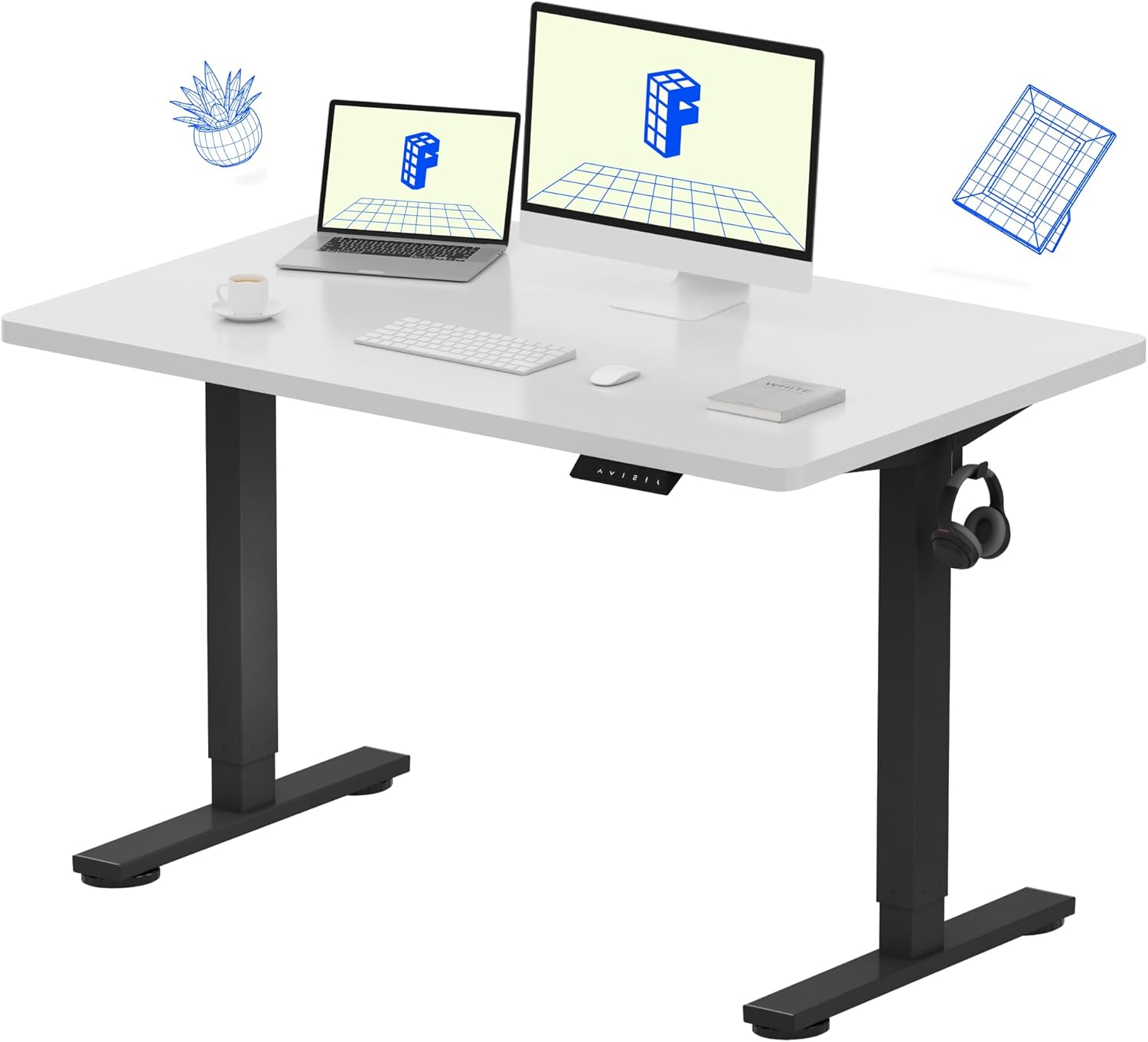 FLEXISPOT EN1 One-Piece Standing Desk, Electric Adjustable with 4 Memory Presets, 176 LBS Capacity, Stable & Quiet