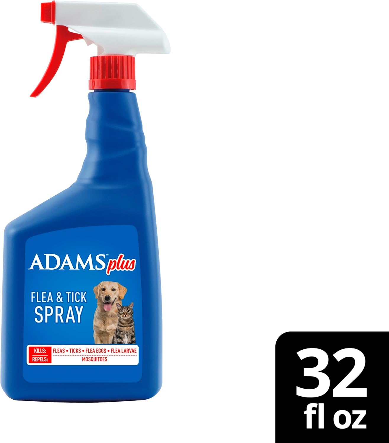 ADAMS Plus Flea and Tick Spray for Dogs & Cats, Kills Fleas and Ticks, Repels Mosquitoes, Prevents Infestations up to 2 Months, Treatment for Dogs, Cats, Puppies & Kittens, 16 Fl Oz