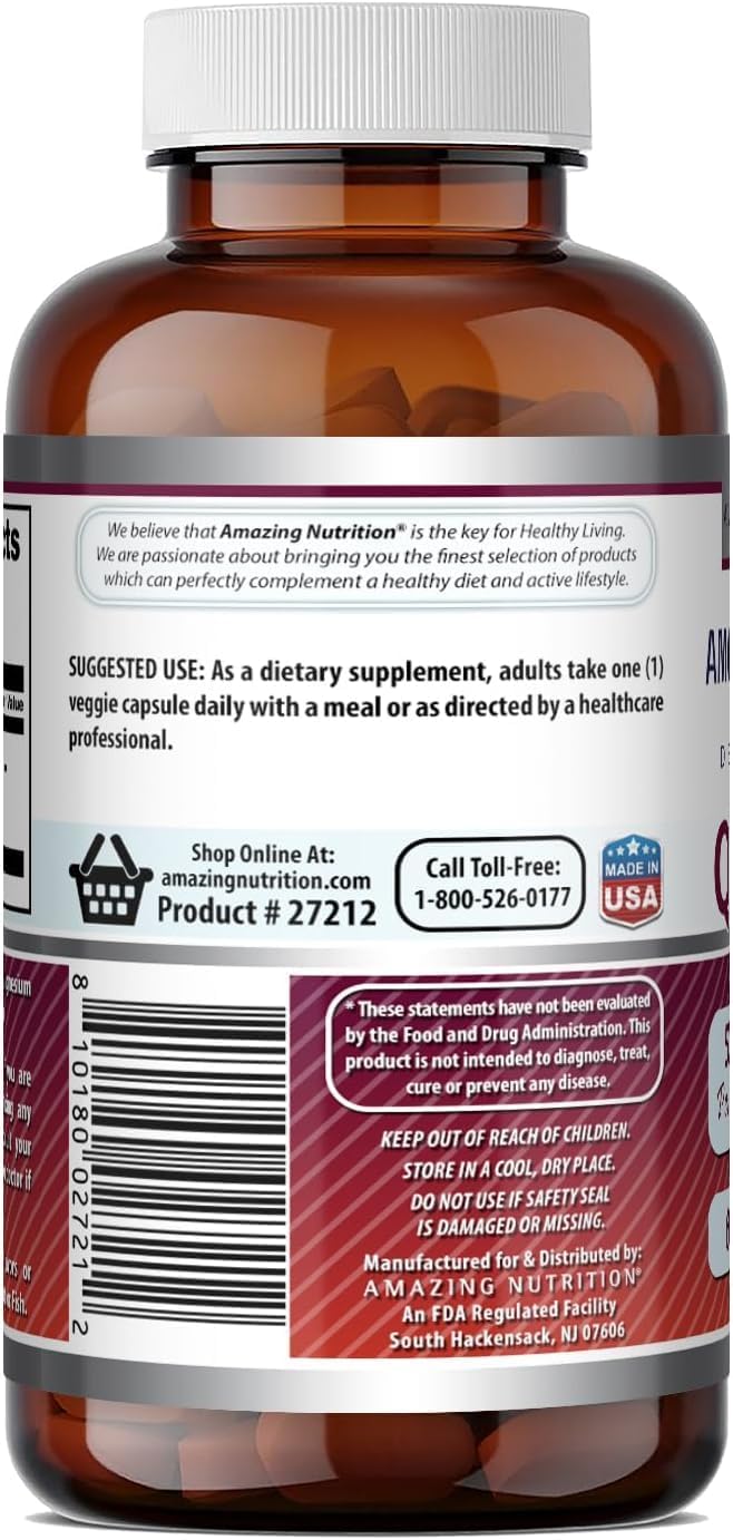 Amazing Formulas Quercetin 500mg 120 Veggie Capsules Supplement - Non-GMO - Gluten Free - Supports Overall Health & Well Being