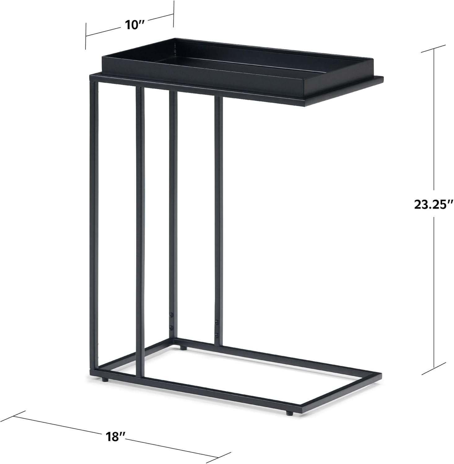 SIMPLIHOME Skyler 18" Wide Solid Wood C-Side End Table in Dark Cognac Brown | Industrial slide-under accent table with open frame, assembled; perfect for living rooms as a side table or sofa table.