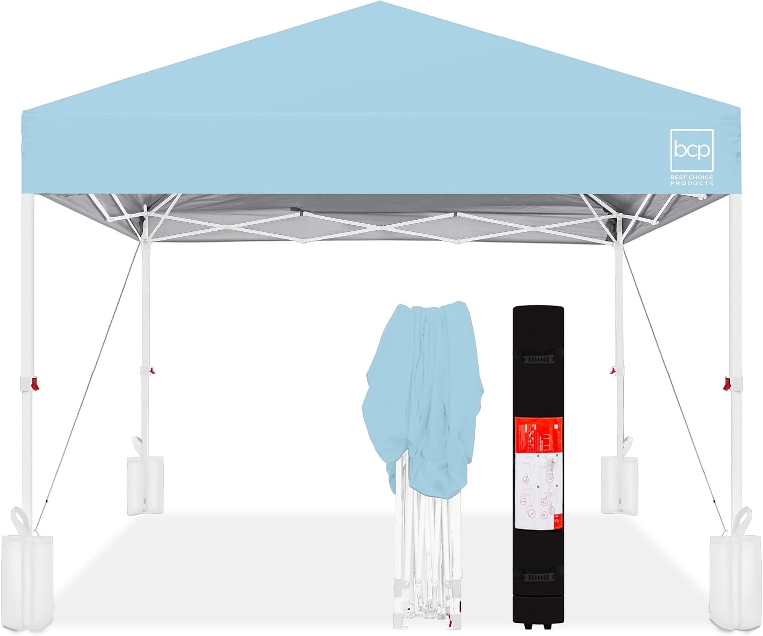 Best Choice Products 10x10ft Pop Up Canopy Tent, Outdoor Shade, 1 Person 1 Minute Set Up, Carry Case, 4 Weight Bags - White