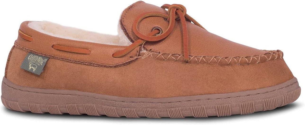 Cloud Nine Rainier Men's Sheepskin Moccasins with Elk Hide | Elk hide upper, genuine sheepskin lining, removable insole, durable TPR sole, indoor/outdoor comfort