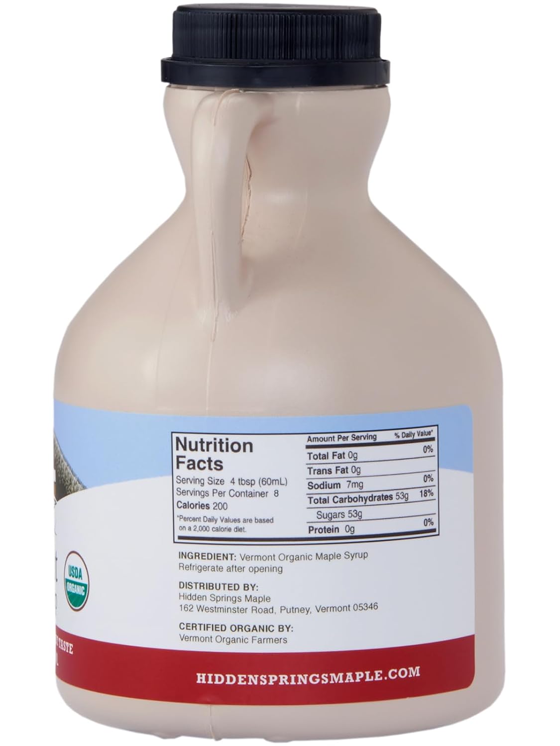 Hidden Springs Maple Organic Vermont Maple Syrup, Grade A Dark Robust (Formerly Grade B), 32 Ounce, 1 Quart, Family Farms, BPA-free Jug