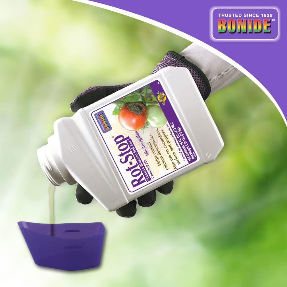 Bonide Rot-Stop Tomato Blossom End Rot, 16 oz Concentrated Liquid Garden Fertilizer for Calcium Deficiency Indoors & Outdoors | Garden Fertilizer