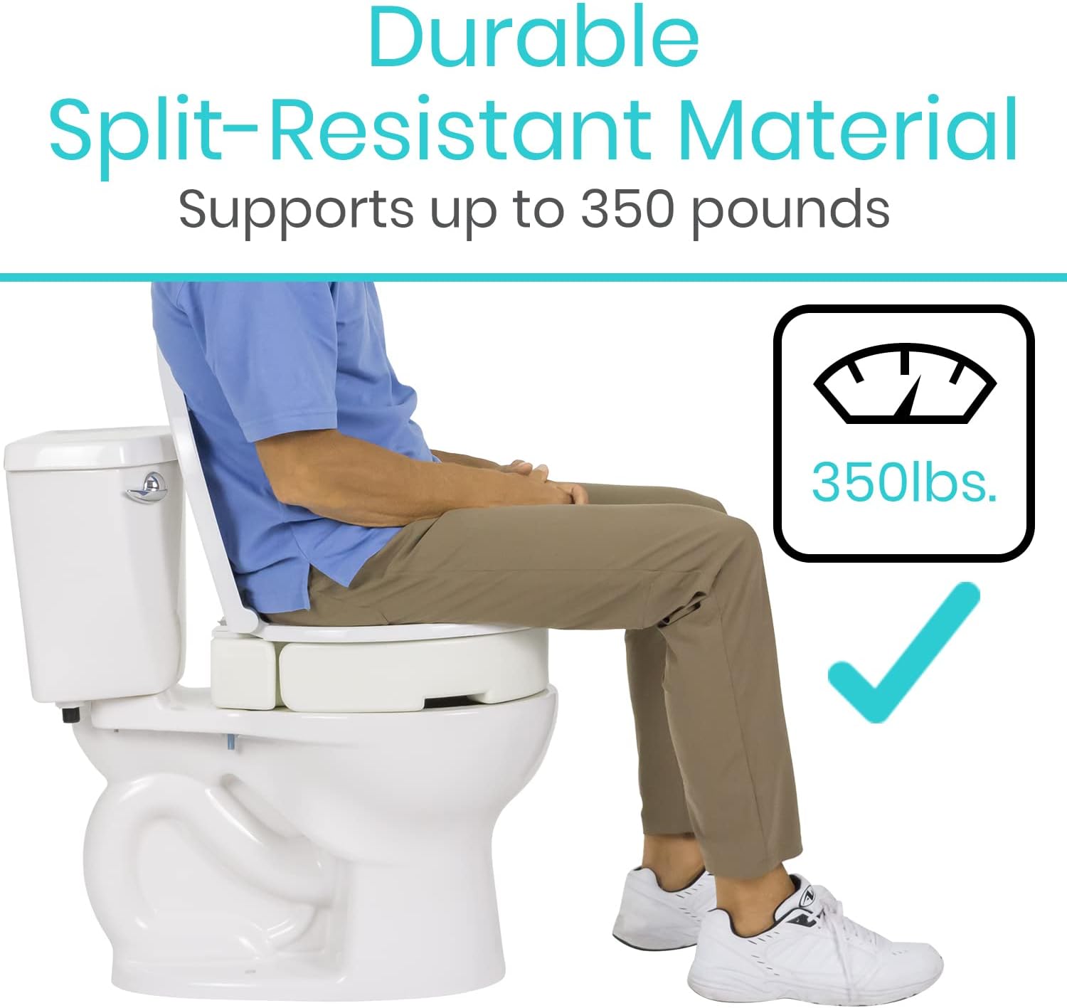 Vive Raised Toilet Seat - 5" Portable, Elevated Toilet Seat Riser | Extender - Elongated and Standard Fit Commode Lifter - Bathroom Safety Extender Assists Disabled, Elderly, Seniors