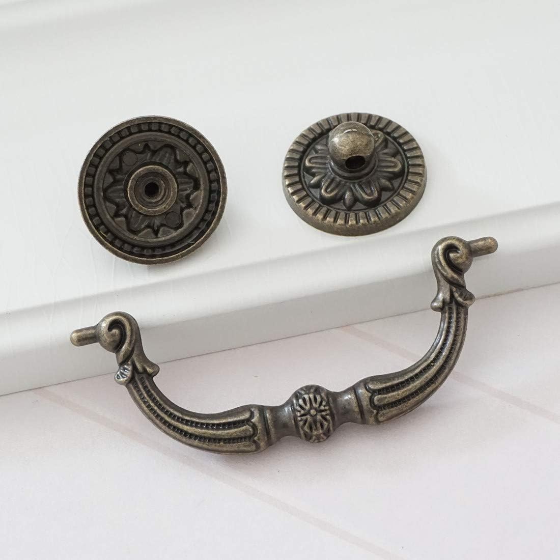 3" Vintage Look Drop Bail Dresser Drawer Pulls Handles Knob Antique Bronze Rustic Cabinet Door Knobs Handle Pull 76 (1, 3" Hole Centers)