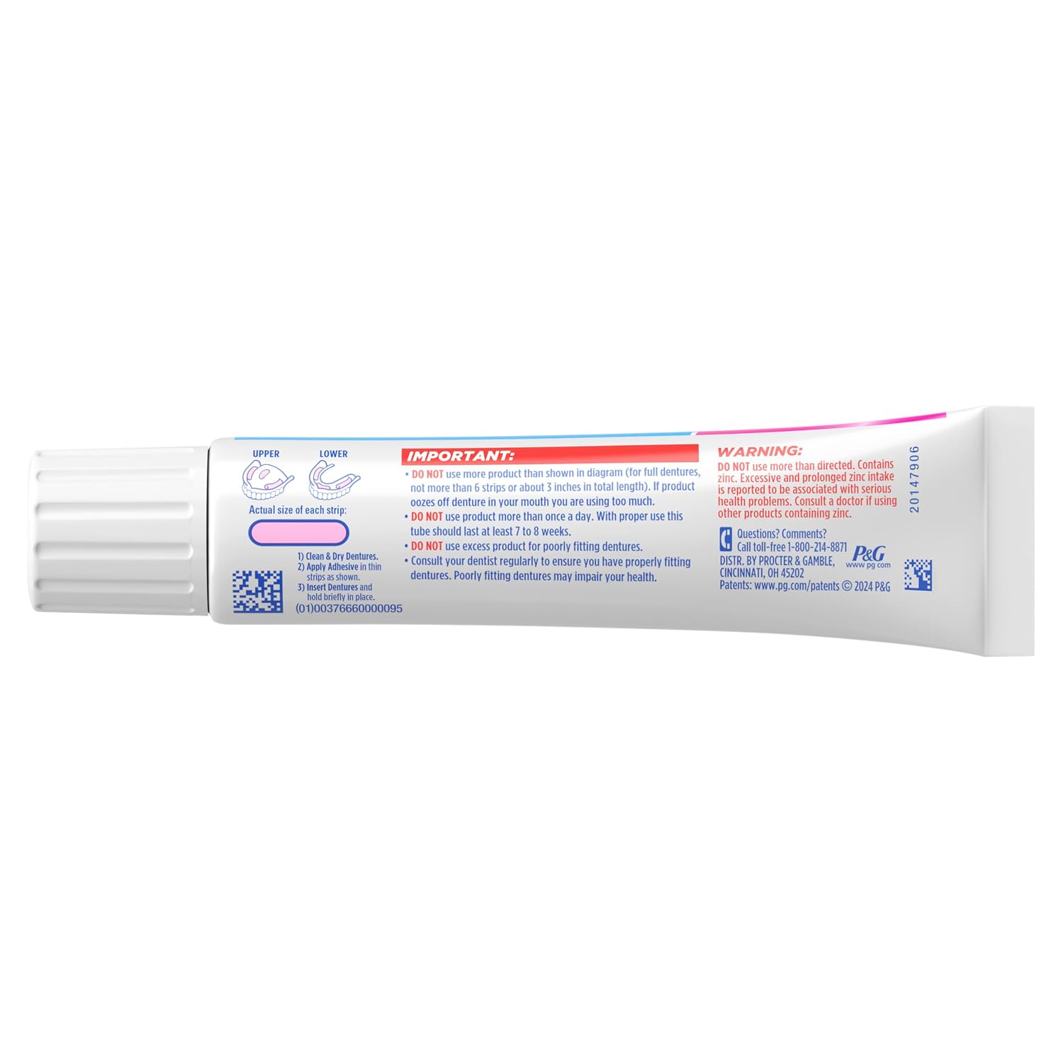 Fixodent Complete Denture Adhesive Cream, Original, 2.4 oz (3-Pack) – Strong False Teeth Glue, Secure Dental Adhesive for Full and Partial Plates