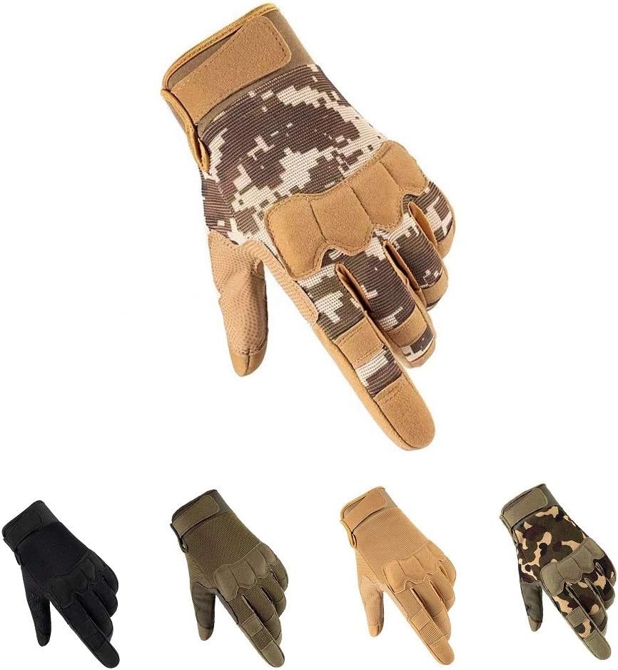 HYCOPROT Full Finger Gloves, Touch Screen Knuckle Protective Breathable Lightweight Outdoor Gloves for Shooting, Hunting, Motorcycling, Climbing