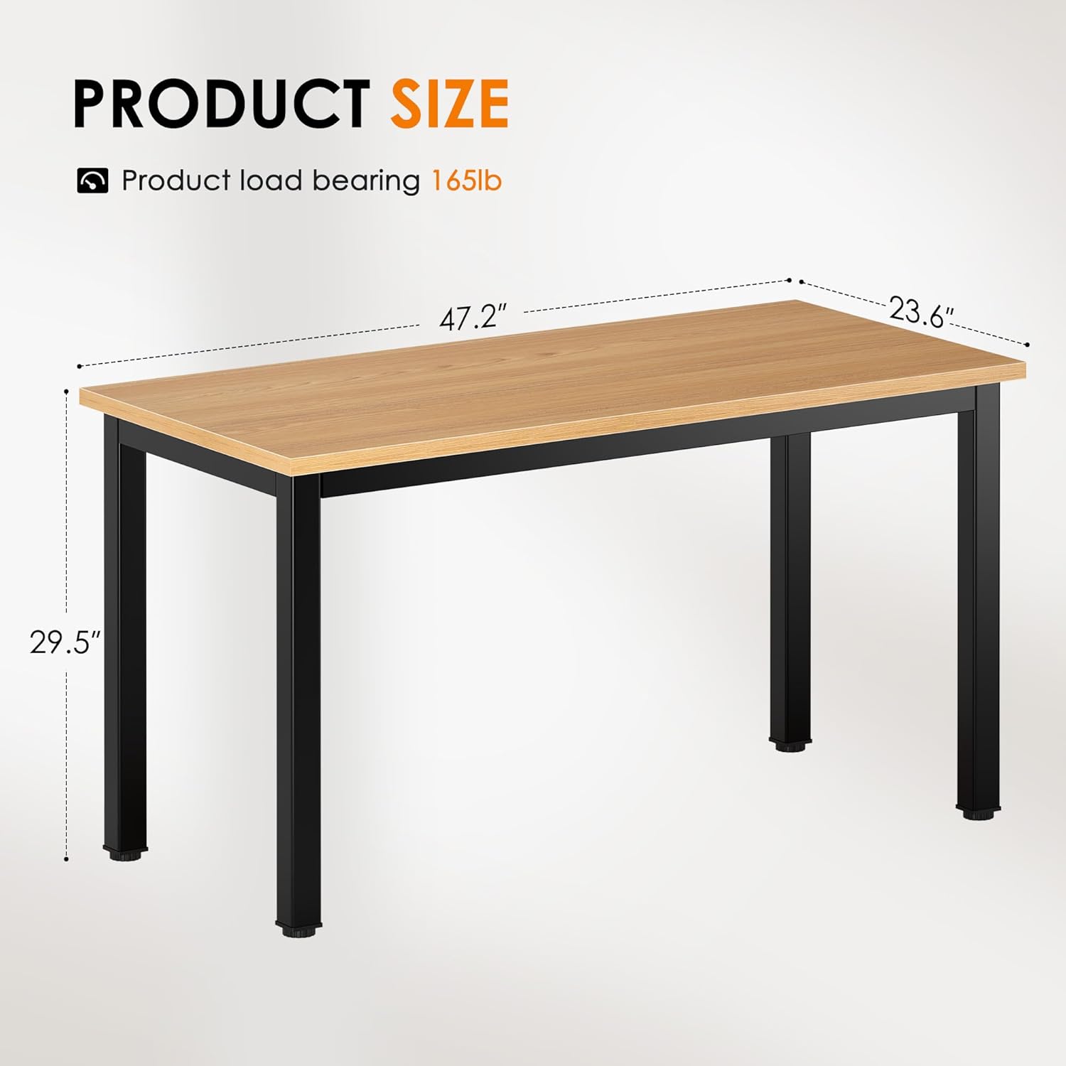 DlandHome 47 inches Medium Computer Desk for Bedroom, Retro