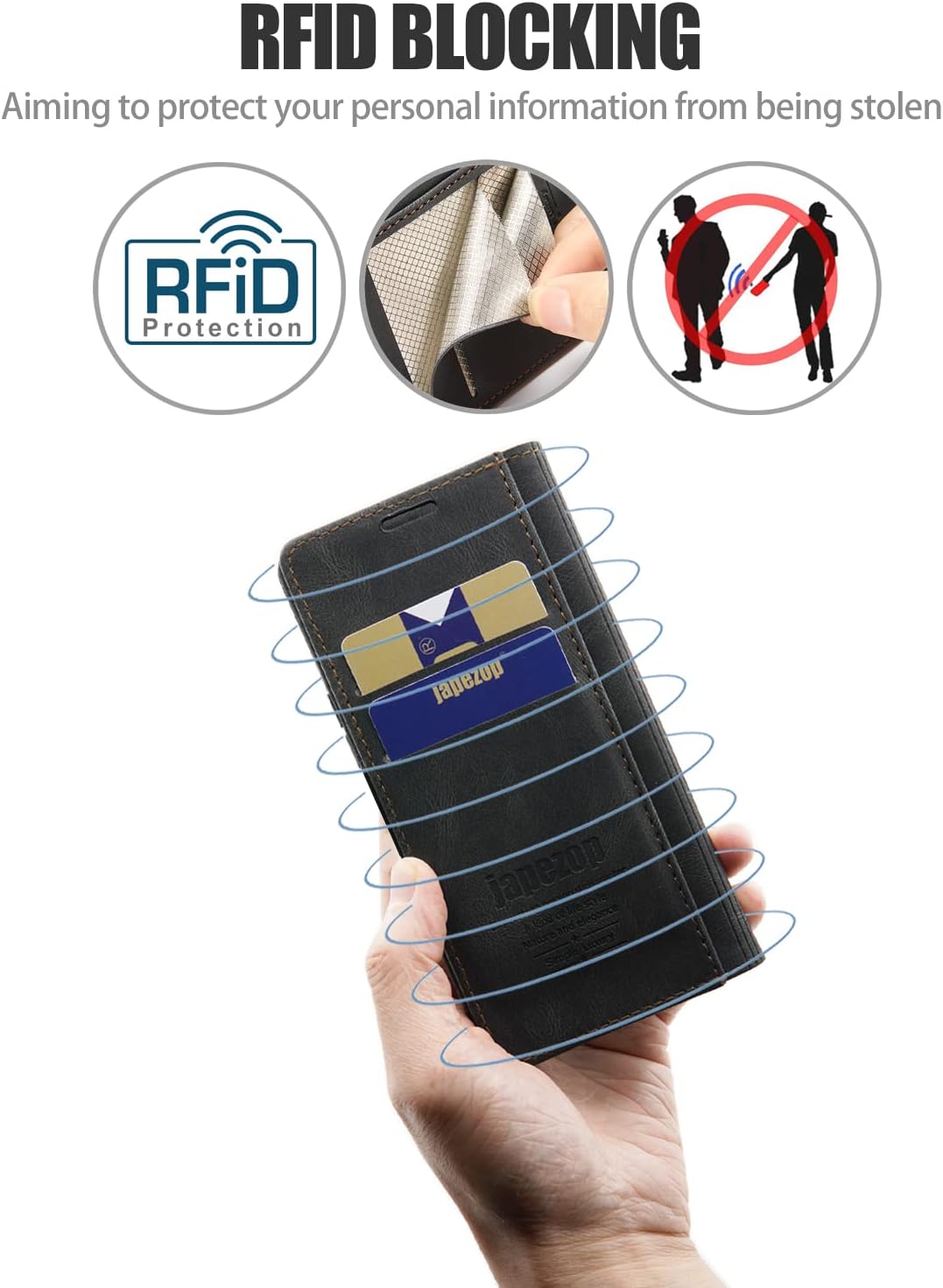 japezop iPhone 12 Mini Wallet Case with [RFID Blocking],Blue