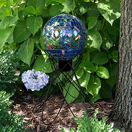 Echo Valley Products 8243 Translucent Peacock Mosaic Gazing Globe Outdoor Décor for Lawns and Gardens, Blue, 10 inches