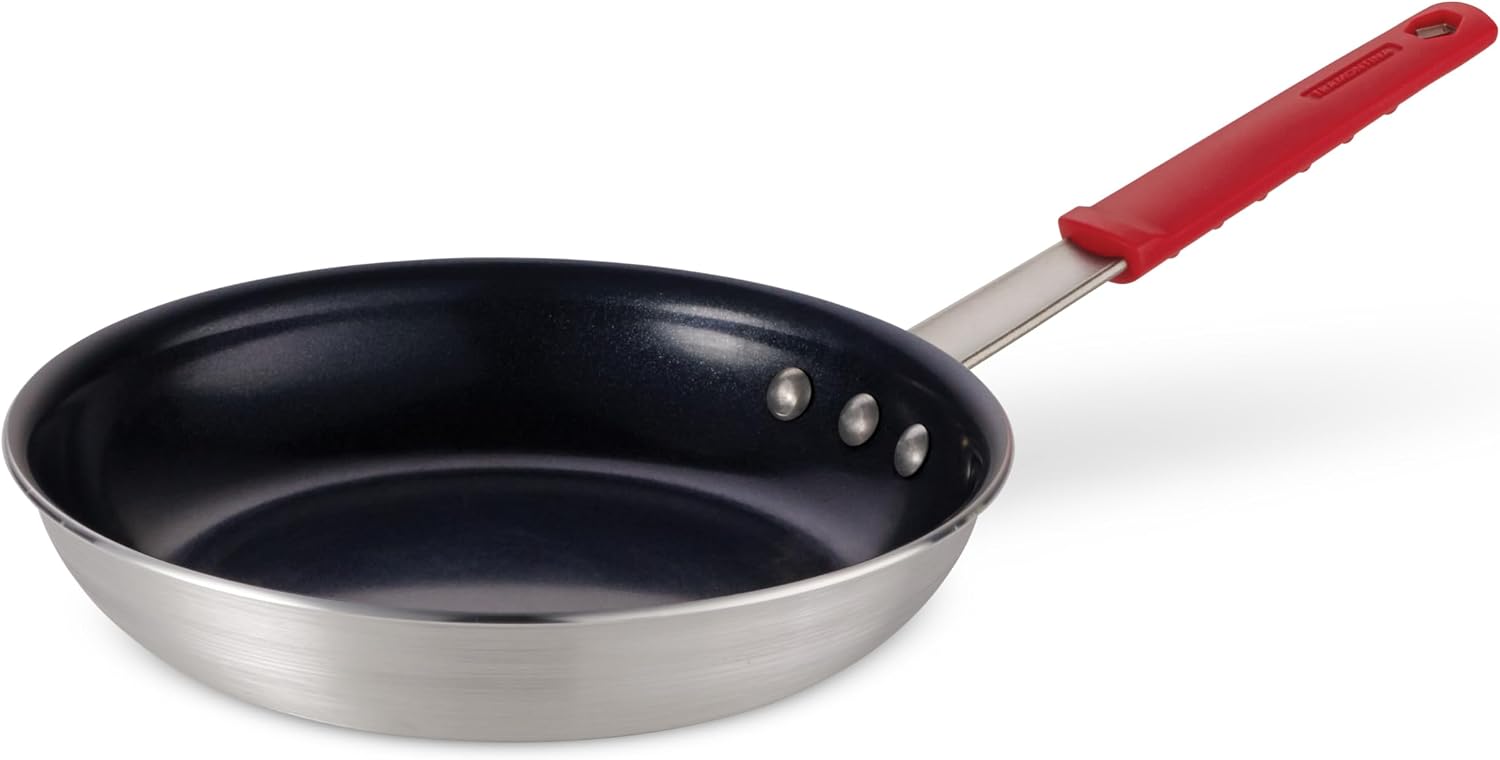 Tramontina Professional 8-Inch Non Stick Small Frying Pan | Heavy-Gauge Aluminum Skillet with Reinforced Nonstick Coating, Red Handle, Dishwasher and Oven Safe, Made in Brazil