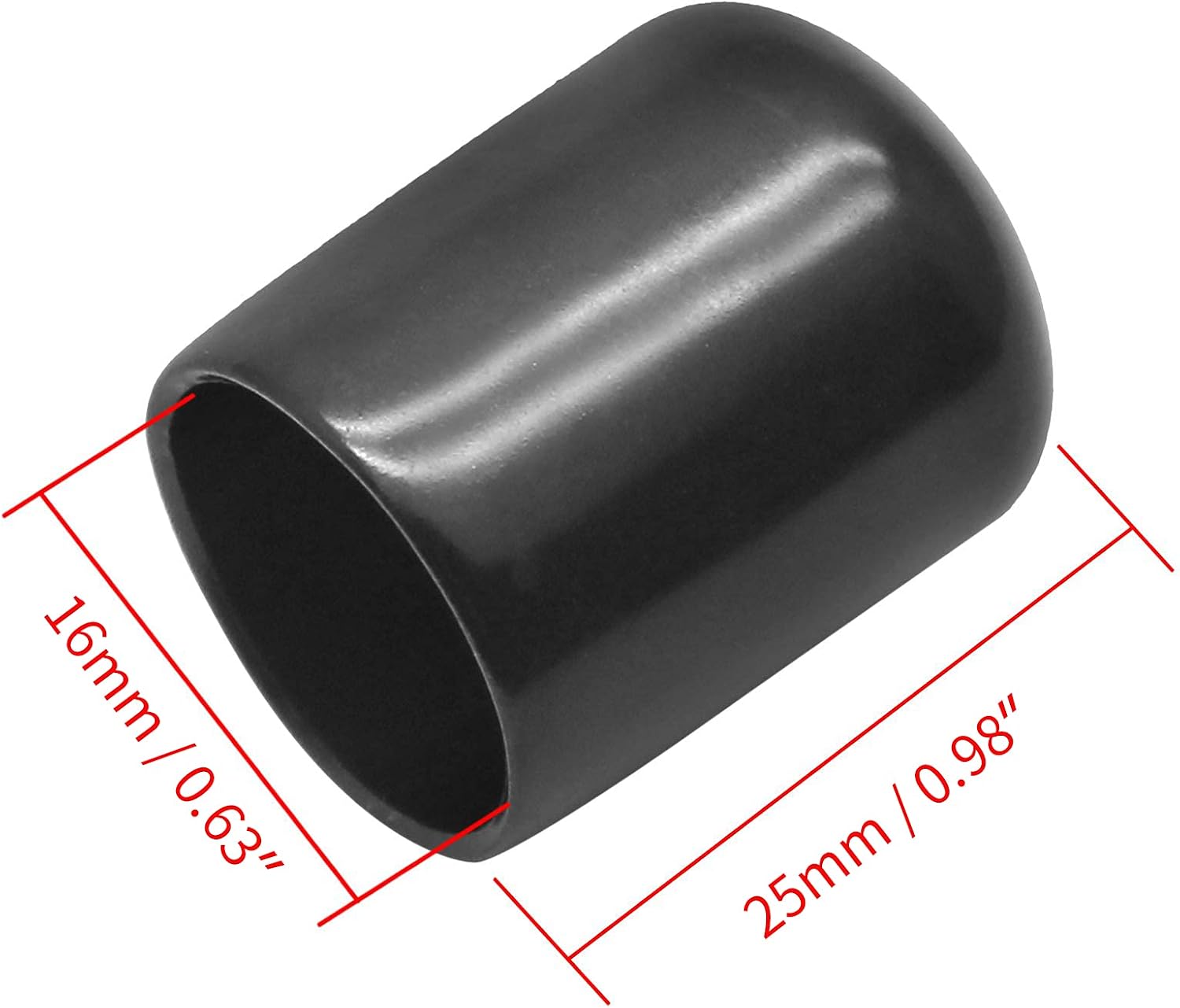 Bonsicoky 12Pcs Round Rubber End Caps 5/8" (16mm) ID, Black