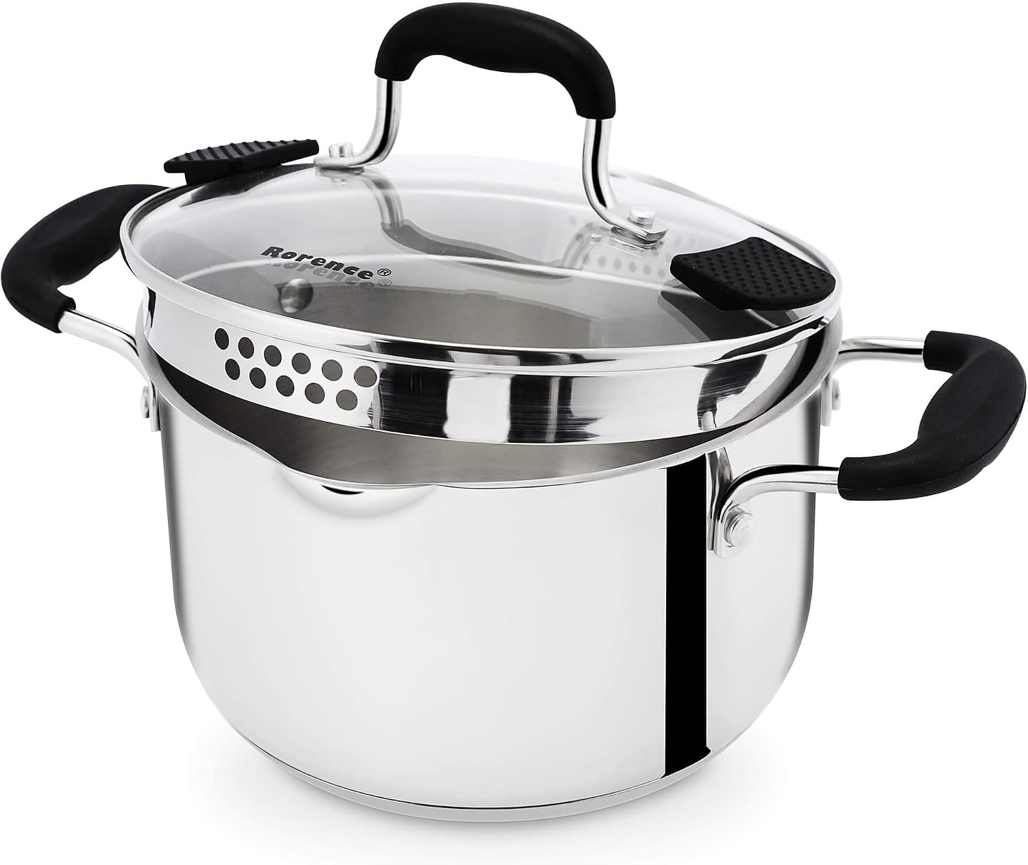 Rorence 6 Quart Stainless Steel Stock Pot, Induction Cooking Pot with Lid