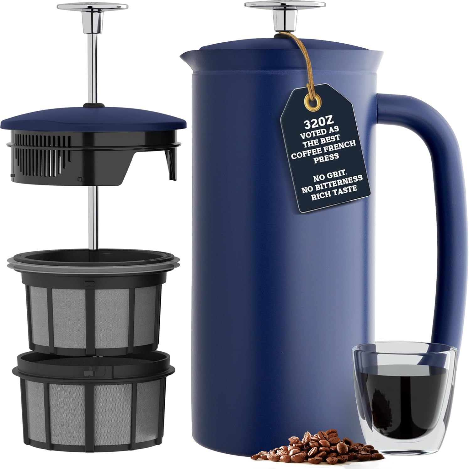 ESPRO P7 French Press, 18oz, Brushed, Stainless Steel Coffee Maker | Double Filter Coffee Press, Grit-Free Coffee, Heat Resistant Insulated tea Press, Easy Hot and Cold Coffee Brewer, Tea Brewer