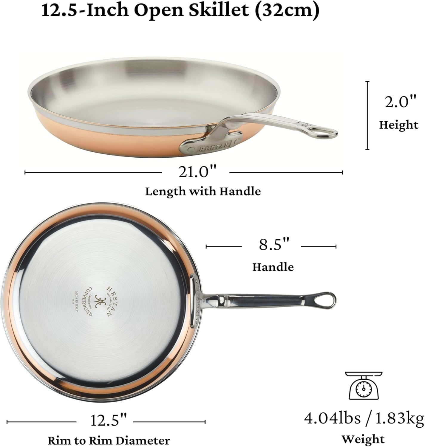 Hestan - CopperBond Collection - 100% Pure Copper Frying Pan, Induction Cooktop Compatible, 8.5-Inch