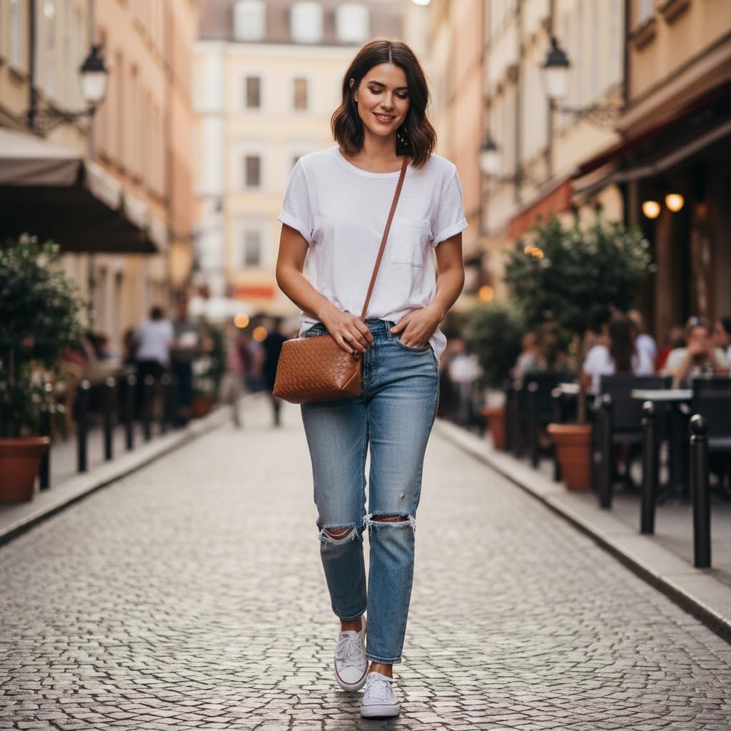 Woven Crossbody Bag for Women: Vegan Leather Handbag for Leisure | Classic Handwoven Bag For Style - Compact Design, Lightweight, Minimalist Style, Fits Phone, Cards & Key, Ideal for Daily Use