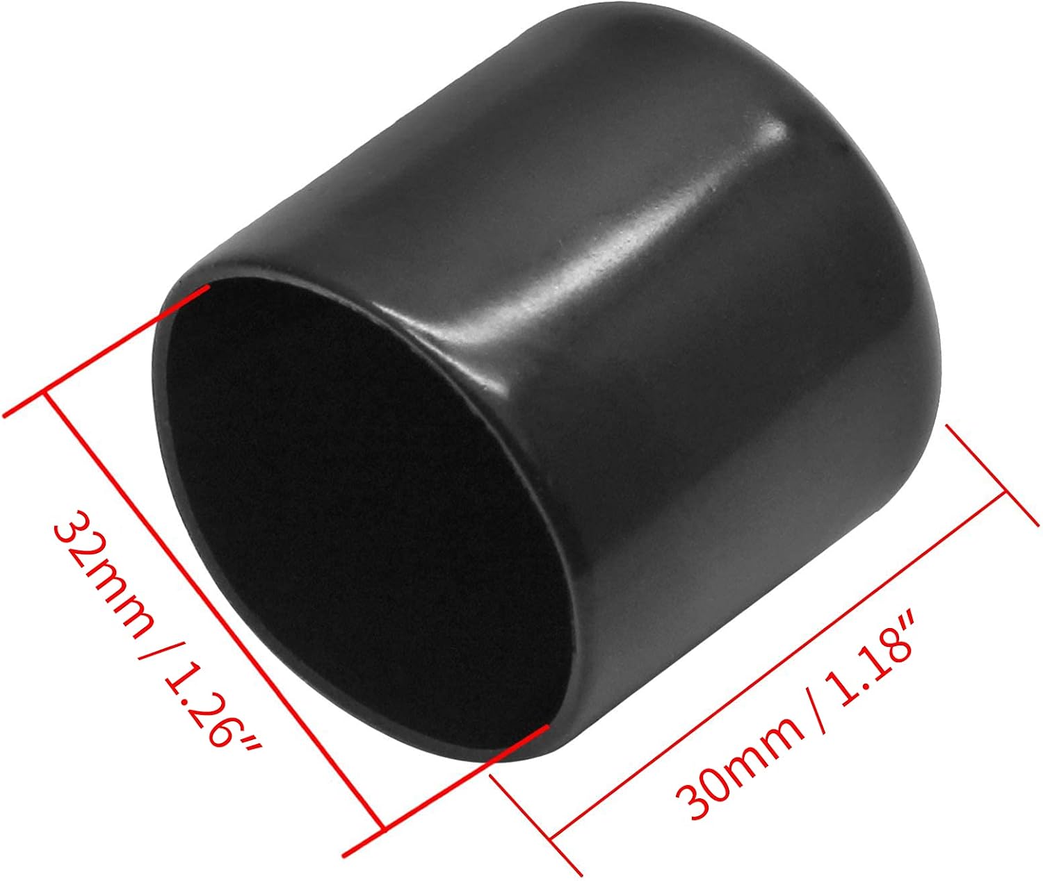 Bonsicoky 12Pcs Round Rubber End Caps 5/8" (16mm) ID, Black