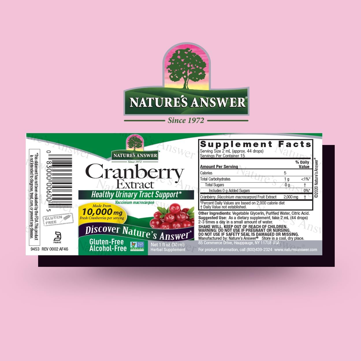 Nature's Answer Cranberry | Supports a Healthy Urinary Tract | Alcohol-Free, Gluten-Free, Kosher Certified