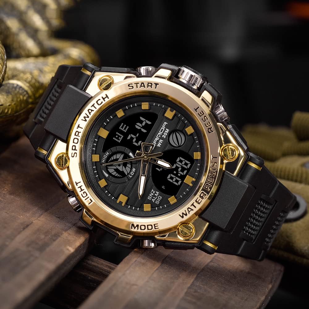 KXAITO Men's Watches Sports Outdoor Waterproof Military Watch Date Multi Function Tactics LED Alarm Stopwatch